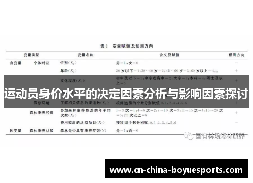 运动员身价水平的决定因素分析与影响因素探讨 运动员身价水平的决定因素分析与影响因素探讨